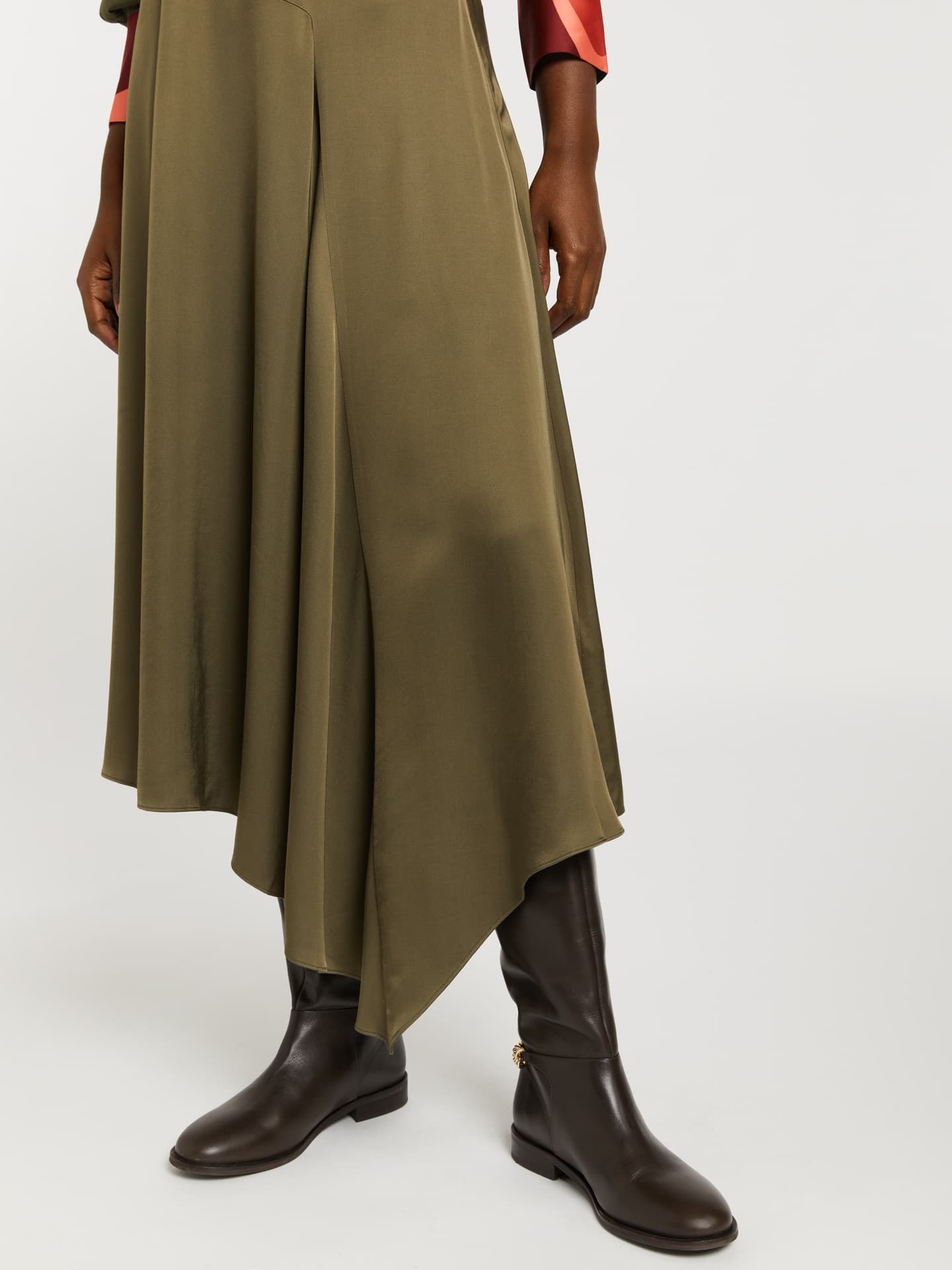 Slip skirt with front draping effect