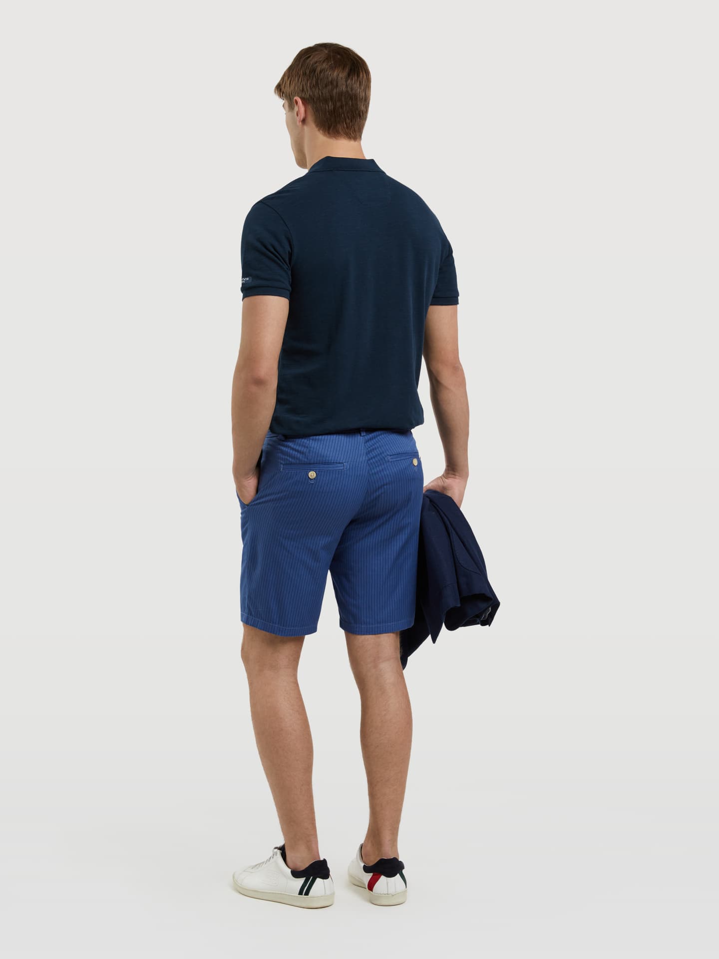 Striped Slim Fit Bermuda in Garment Dye