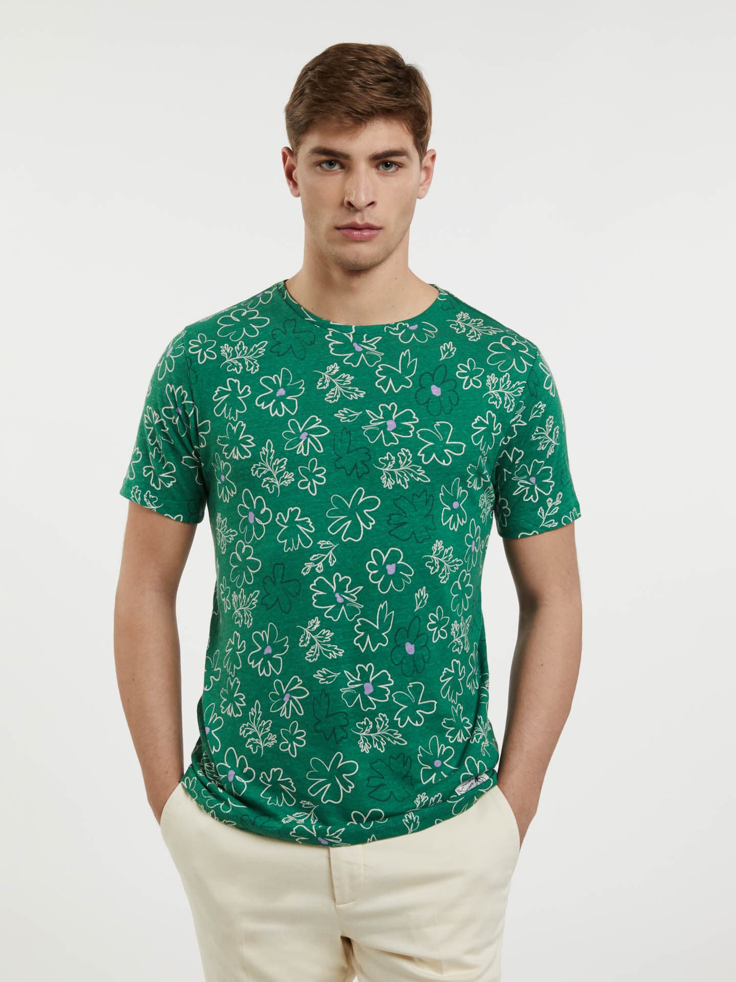 Linen and Cotton blend Printed T-shirt