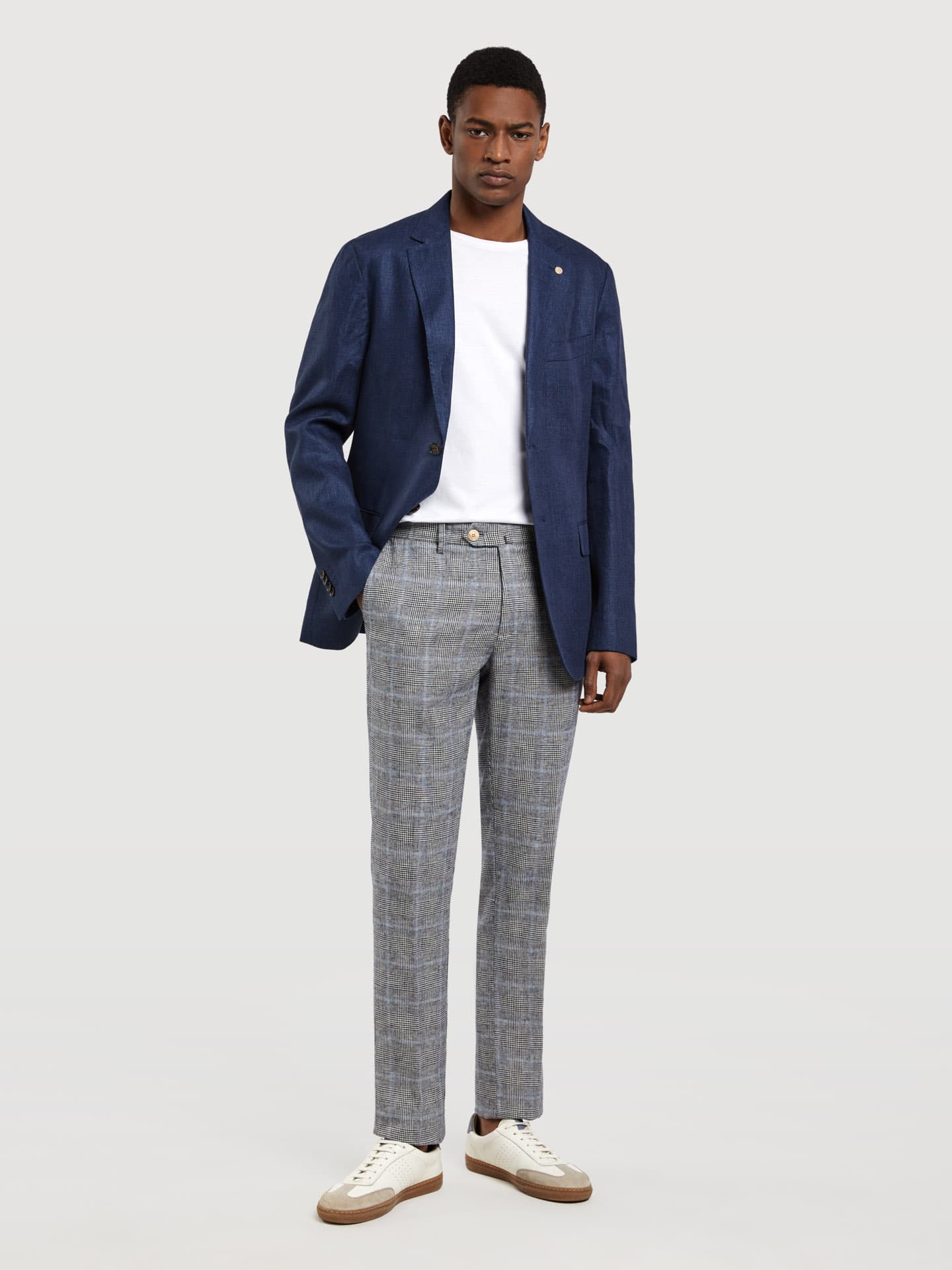 Plaids Slim Fit linen blend Chino Trouser