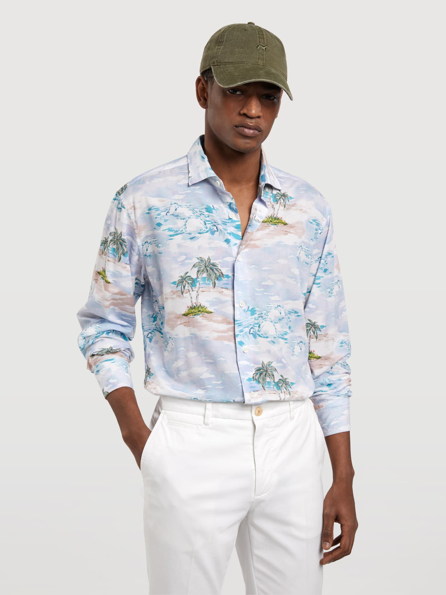 Slim fit special edition print shirt italian  fabric