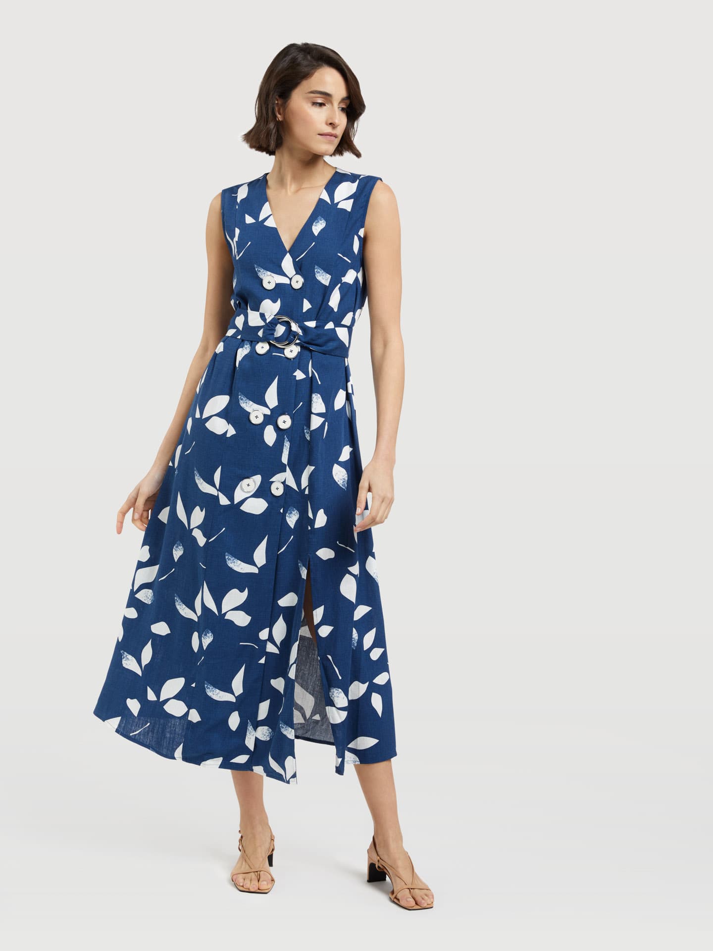 Sleeveless Printed Long Dress