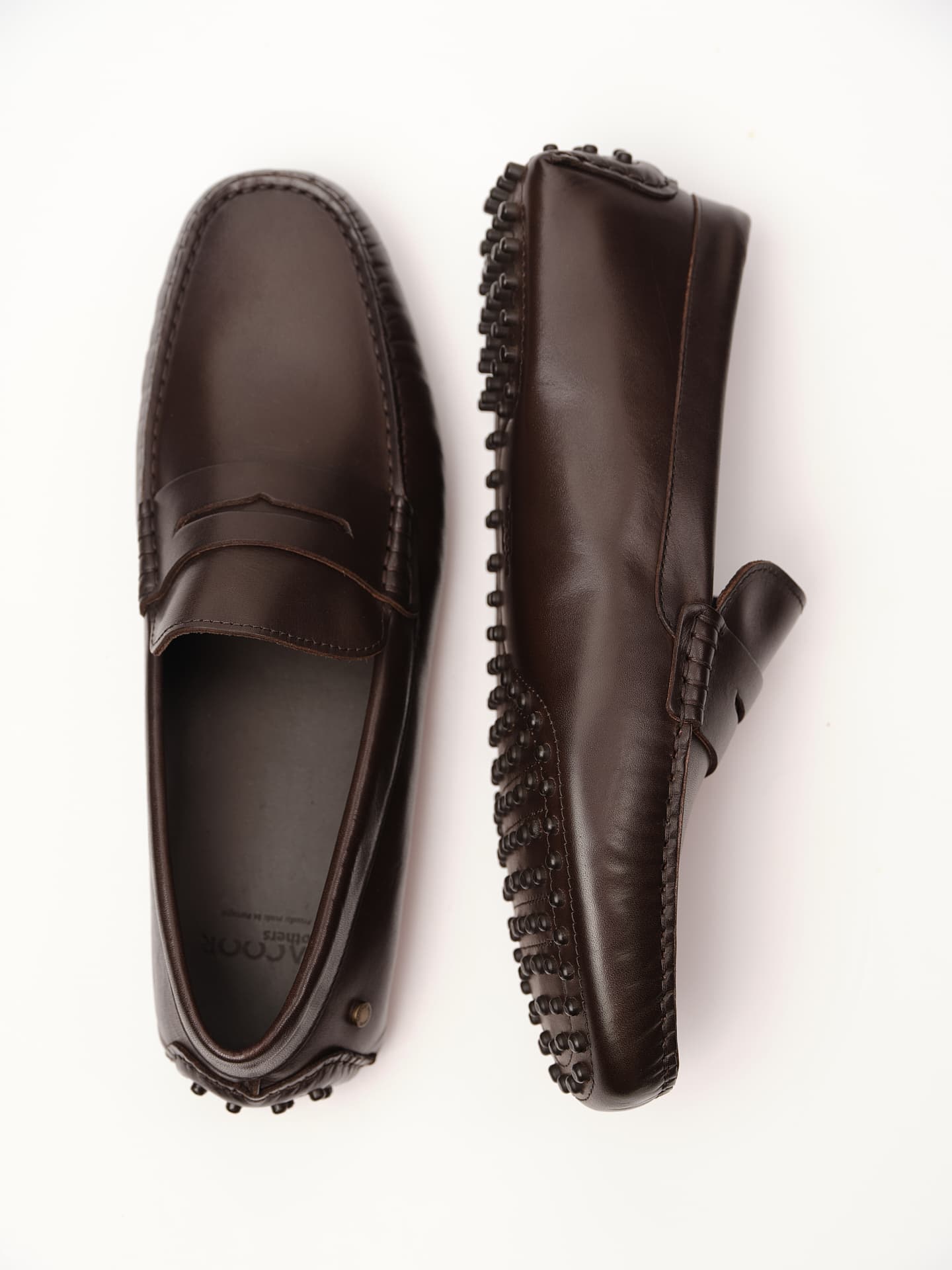 Leather drivers with recycled rubber pittons