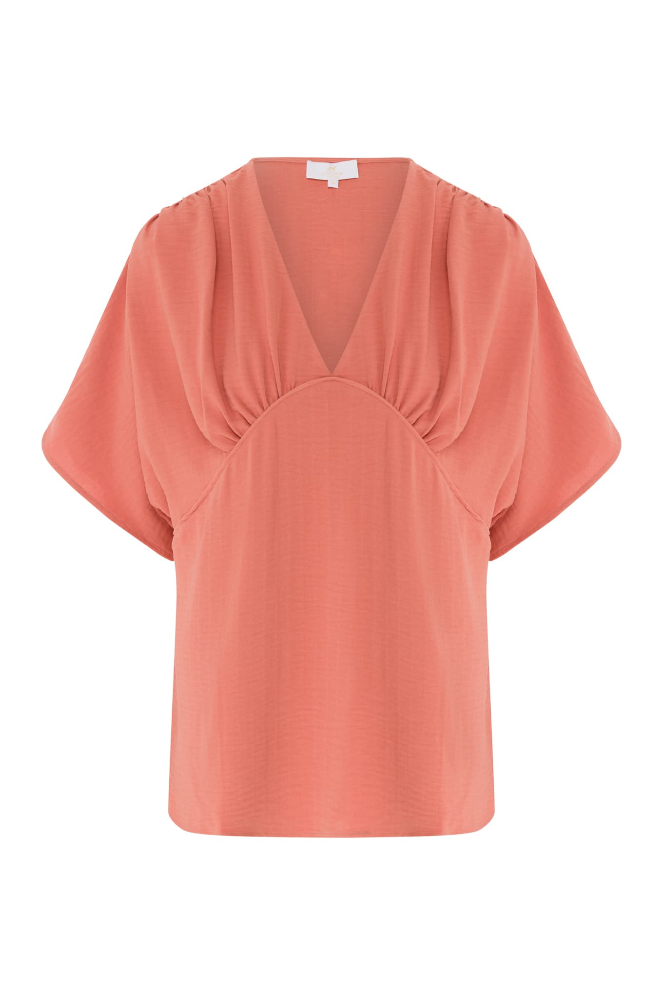 V-neck tunic blouse with kimono sleeves