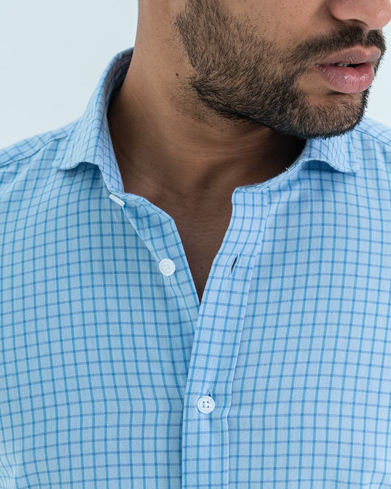 Casual checked shirt with open collar