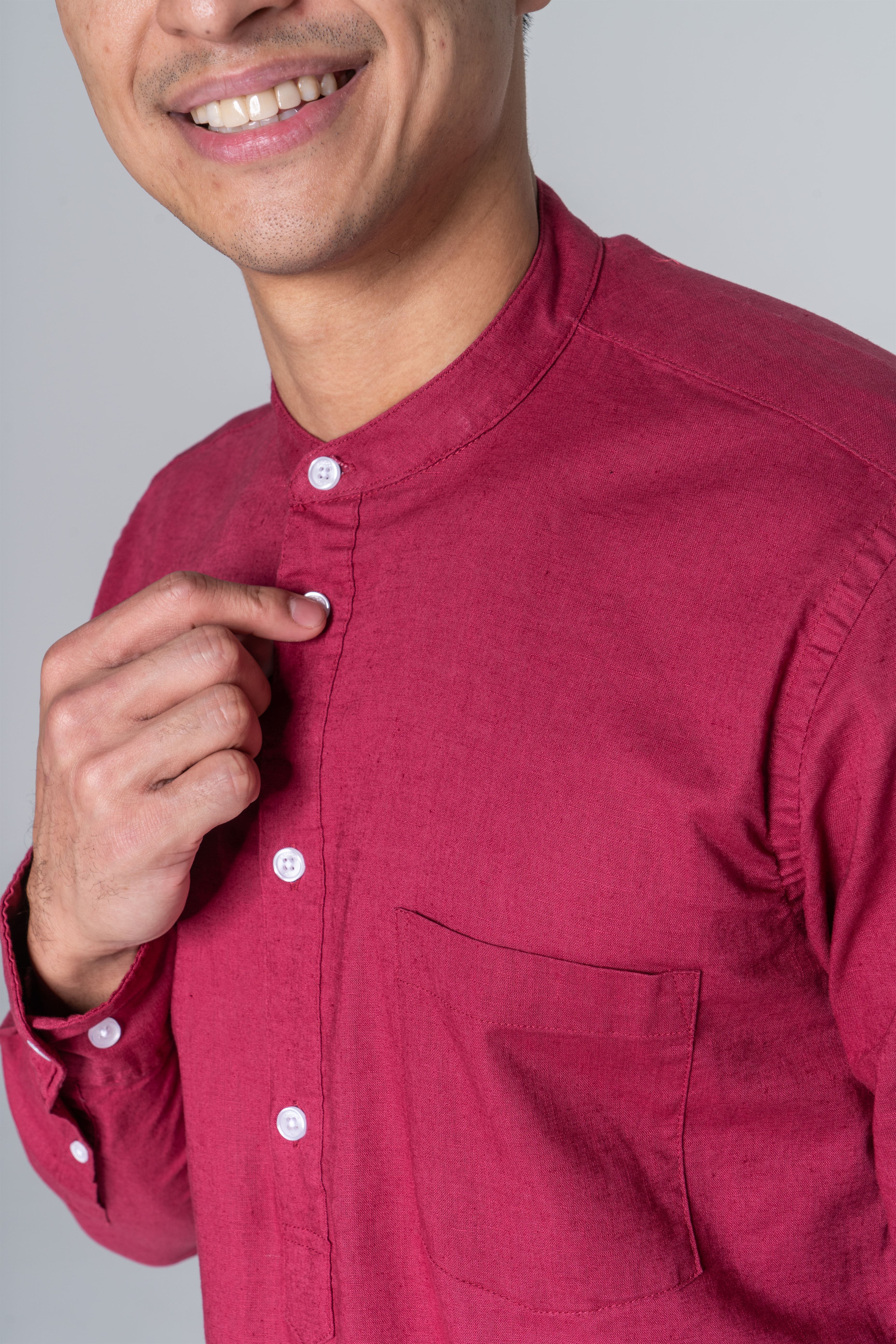 Casual linen blend shirt with Button down collar