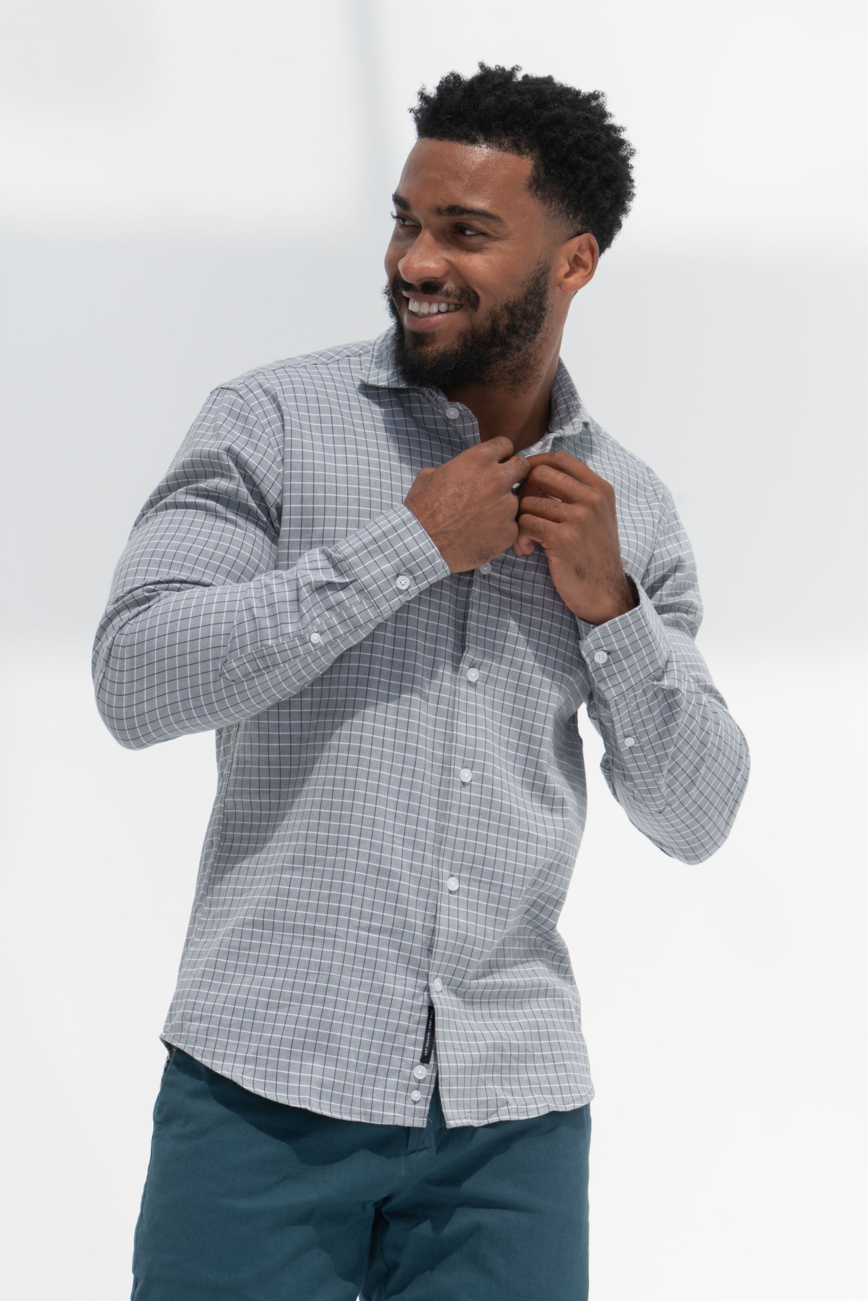 Casual checked flannel shirt with Open collar