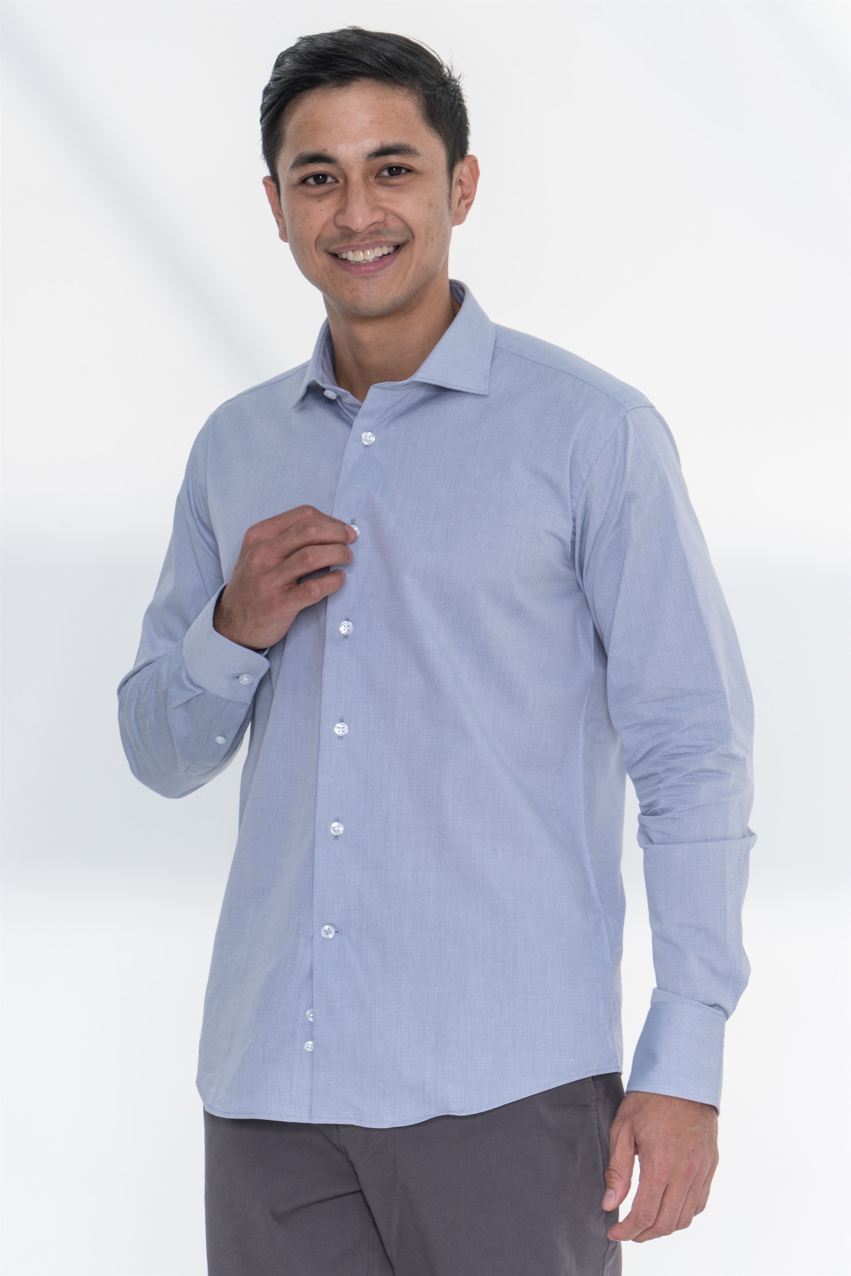 Classic dobby shirt with Houston collar