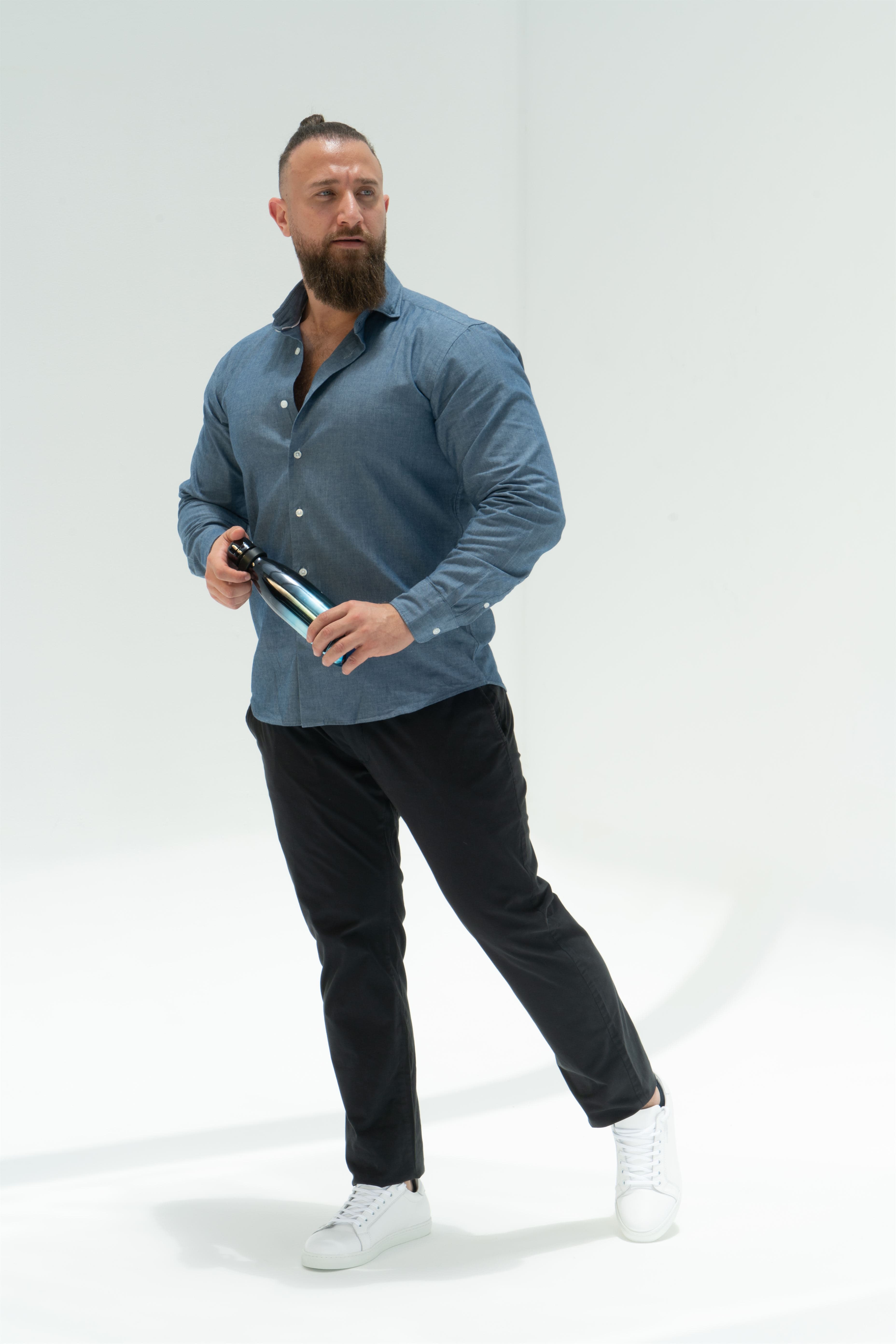 Casual slim fit shirt with Open collar