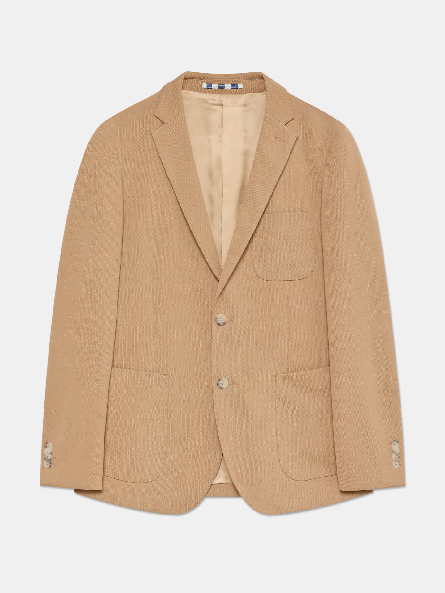 Slim Fit Blazer With Single-breasted And Patch Pockets In Piquet Fabric