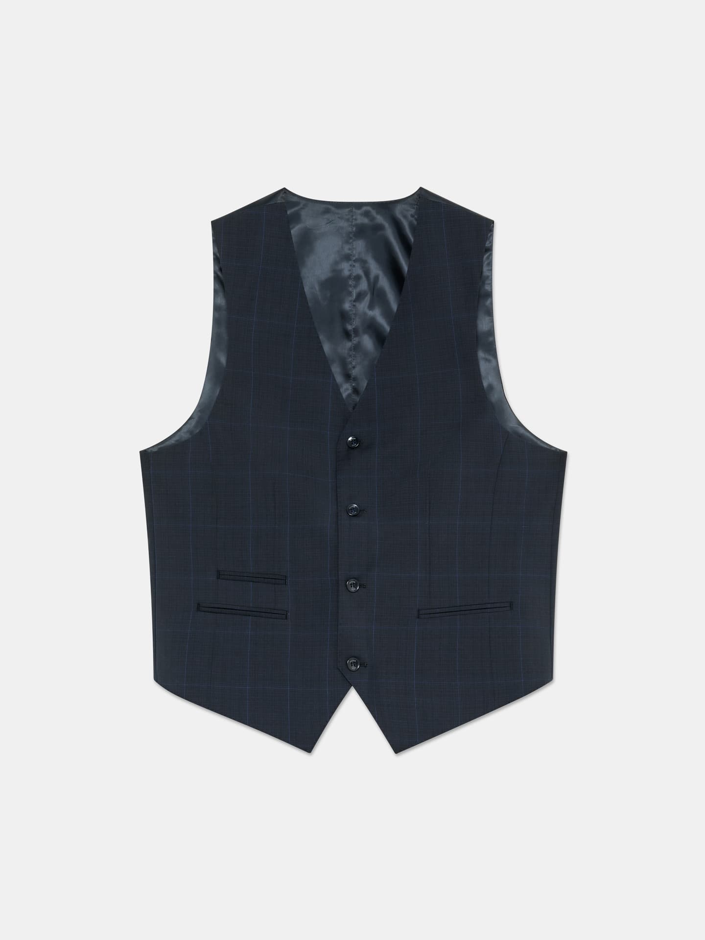 Slim Fit Three Pieces Suit In Wool Blend With Checks