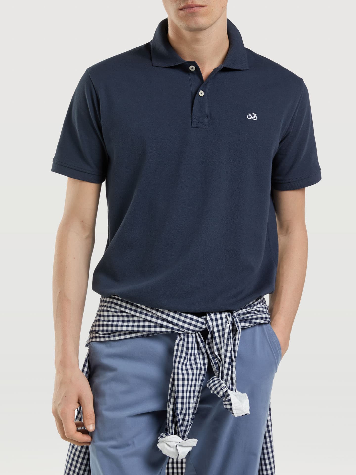 A cool polo shirt, with contrasting color details on the collar