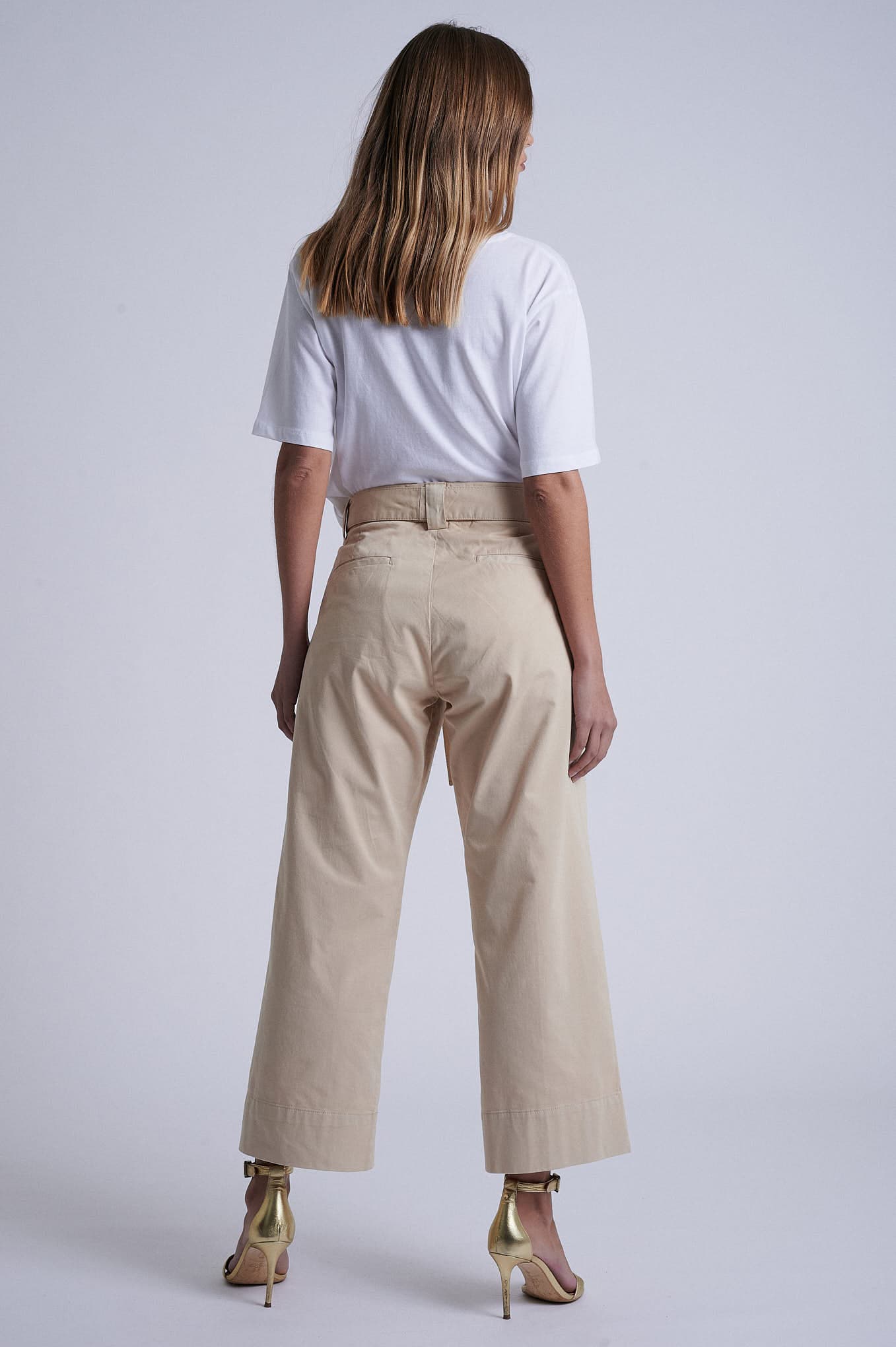 Women's chino pants with ribbon belt
