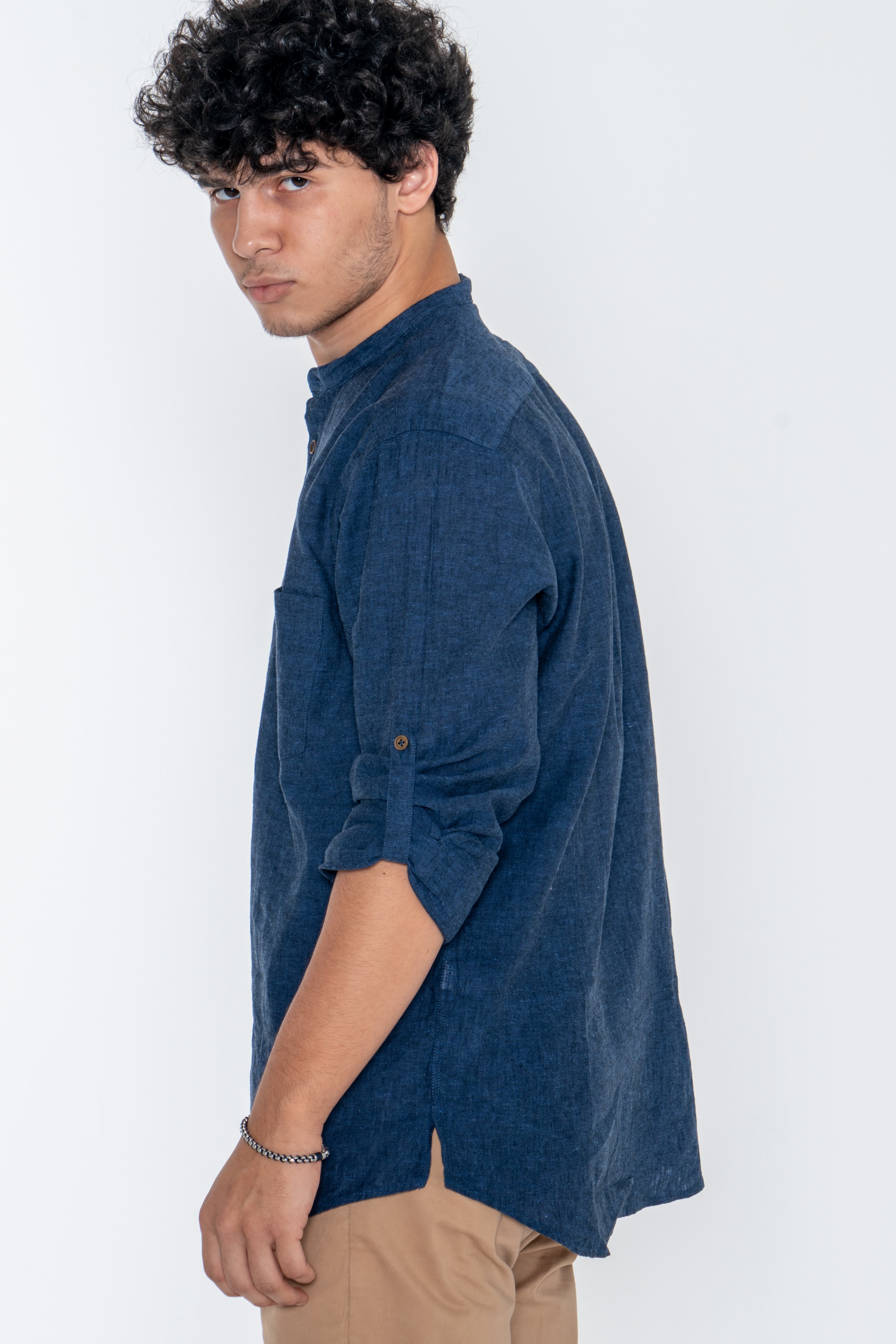 Casual slim  fit shirt with Mao collar