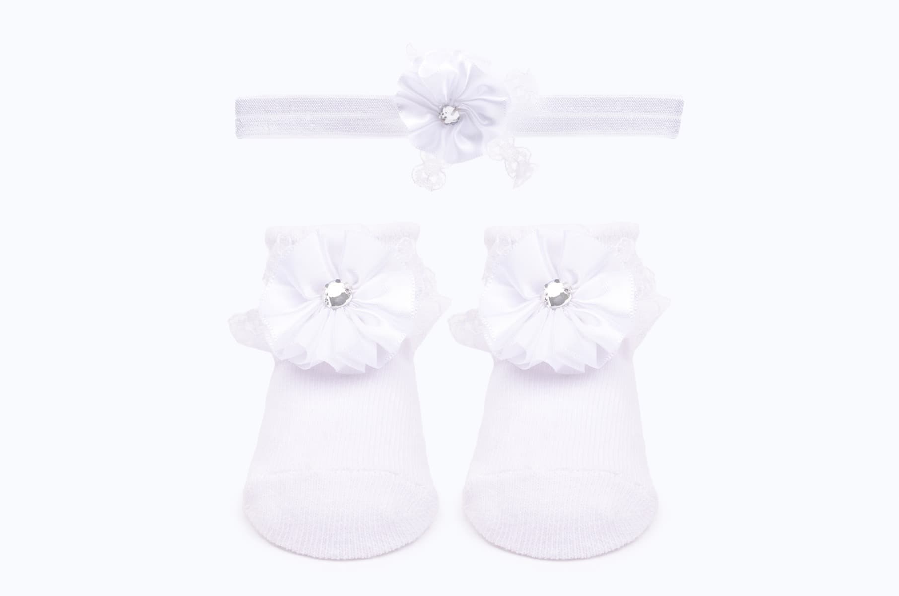 BABY SOCKS AND Head SETS BB353 C:WHITE S:6-12M