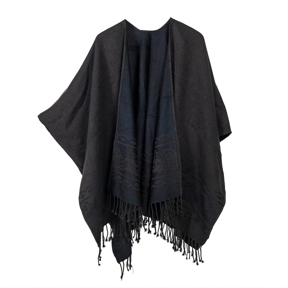 Black and brown coat poncho
