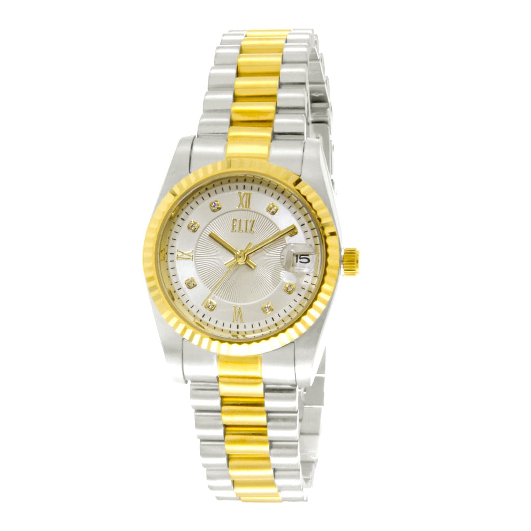 ELIZ Mahal ES8732L2TWT TT Gold SS Case and Band Women"s Watch