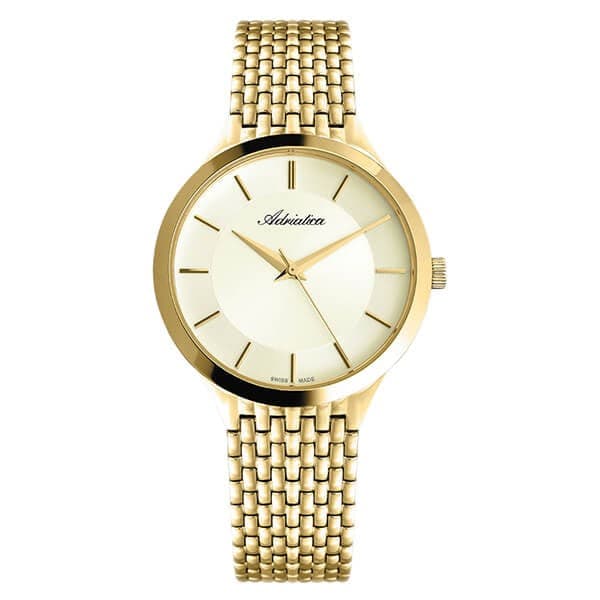 Adriatica 1276.1111Q PVD Gold Plated SS Case and Band Men"s Watch