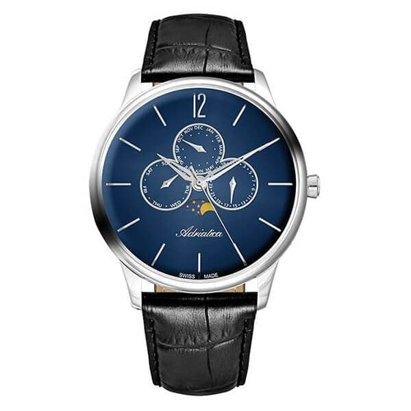 Adriatica A8269.5255QF SS Case Black Leather Strap Men"s Watch
