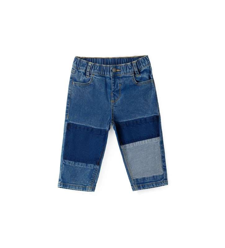 BABY BOY"S JEANS-colored inserts and rubber patches.