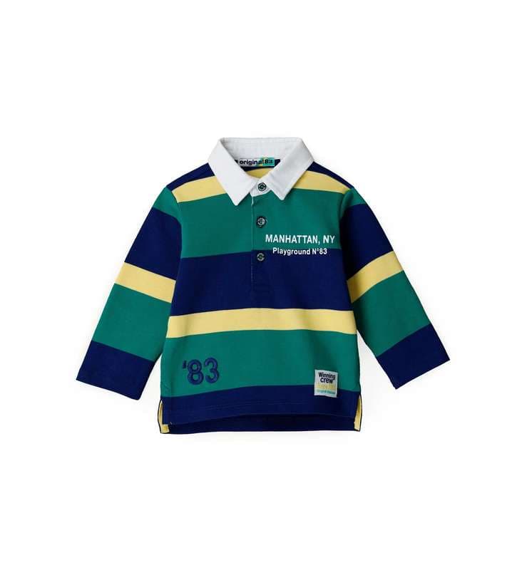BABY BOY"S POLO SHIRT-dyed striped cotton polo shirt