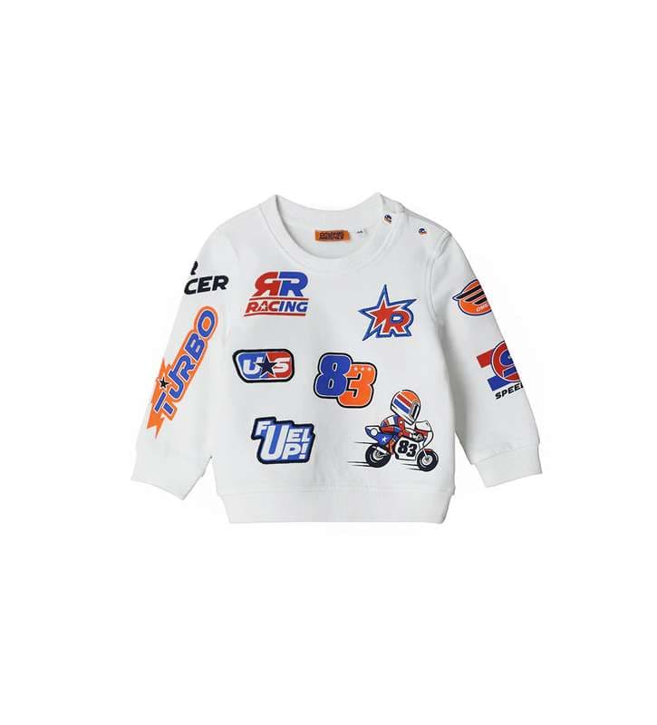 BABY BOY"S SWEATSHIRT-Cotton sweatshirt with round neck