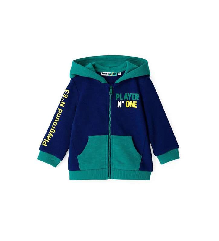 BABY BOY"S SWEATSHIRT-kangaroo pocket and zip.