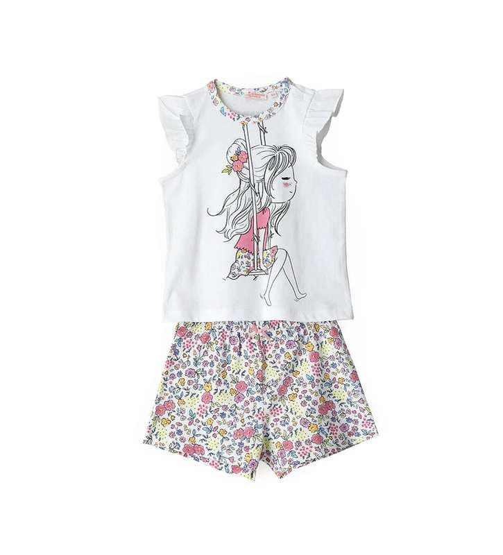 BABY GIRL"S PAJAMAS-Short cotton pajamas