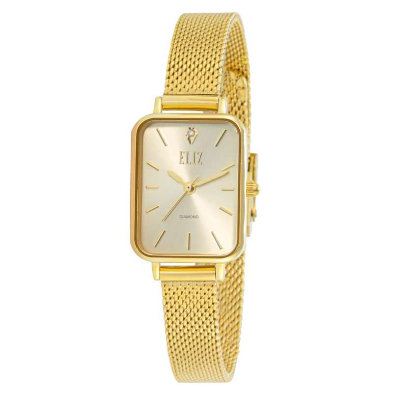 ELIZ ES8833L2GCG SS & Mesh Strap 3-Hands Women"s Watch