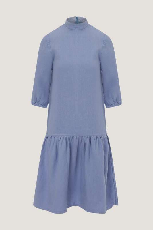 Girls High Collar Long Dress S Sleeve