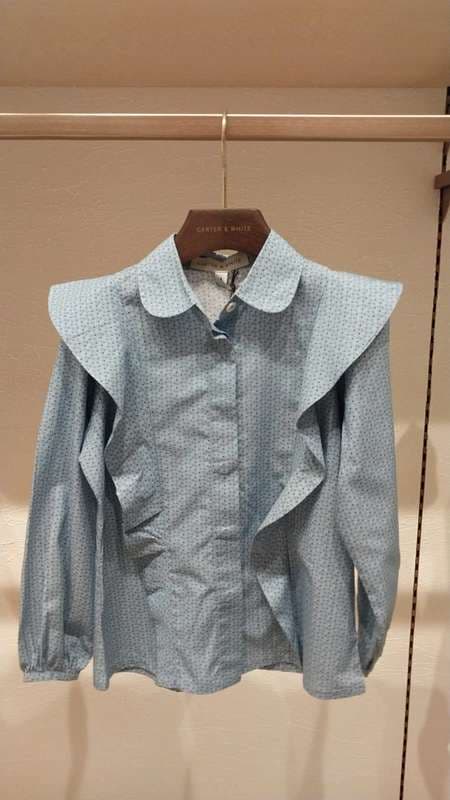 Girls Printed Ruffle L/S Top