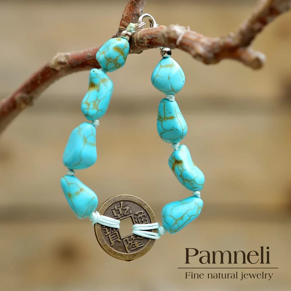 Healing Bracelet - Turquoise with Coin