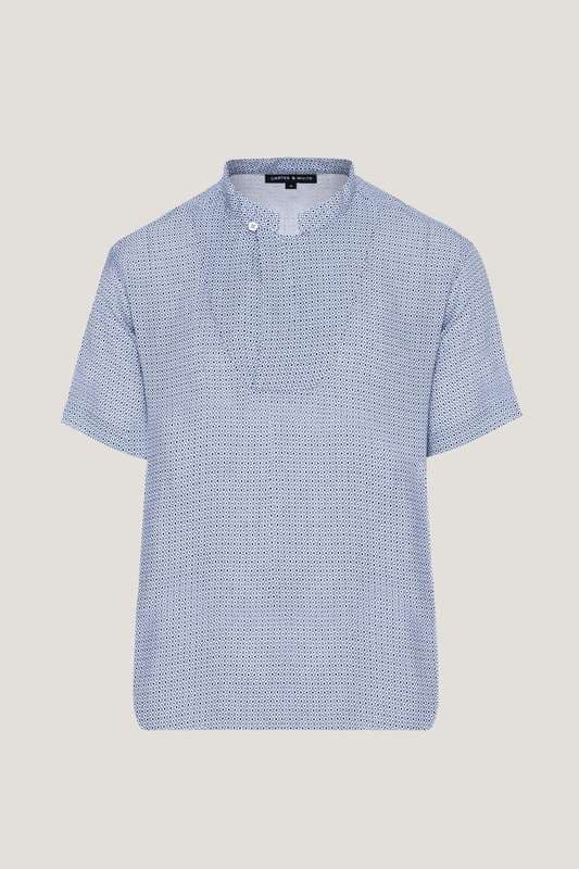 Men Carlo Printed SS Mandarin Shirt