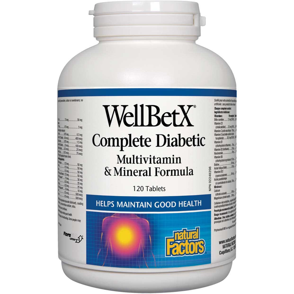Natural Factors Wellbetx Complete Diabetic Multivitamin and Mineral Formula