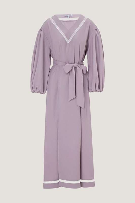 Women Bally Lace Detail Long Sleeve Dress