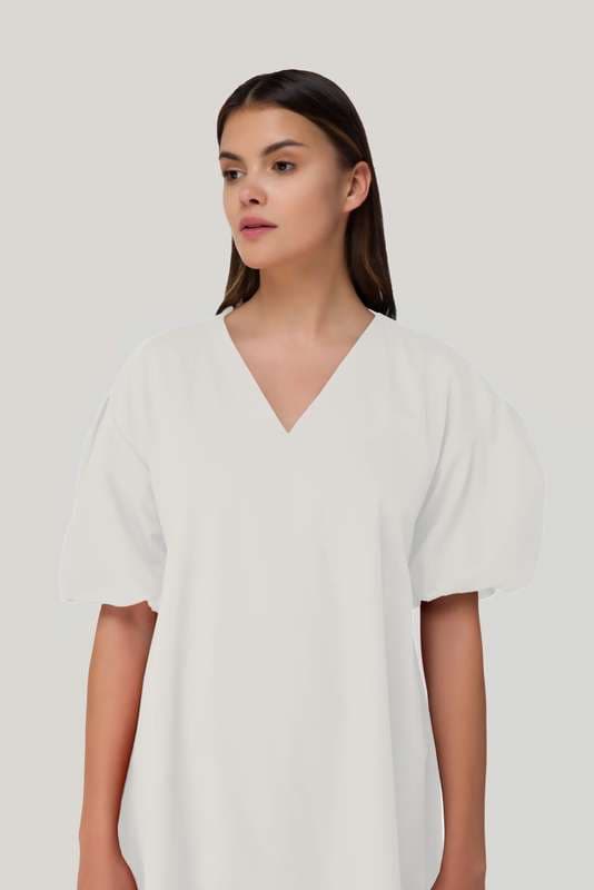 Women Puff Sleeve Straight Dress