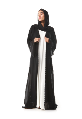 Elegant Abaya with chiffon inserts highlighted with stone design