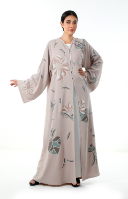 Floral Pattern Laser Cut Abaya