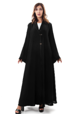 Modern A-Line Lapel Abaya Rich black