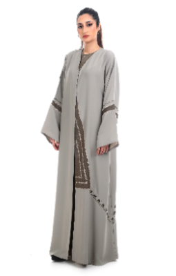 Modern Patch Abaya With Crystal Details